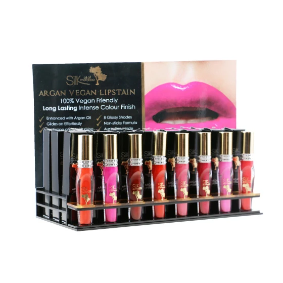 Argan Vegan Lipstain Product Display Stand 6 Hole With Backing